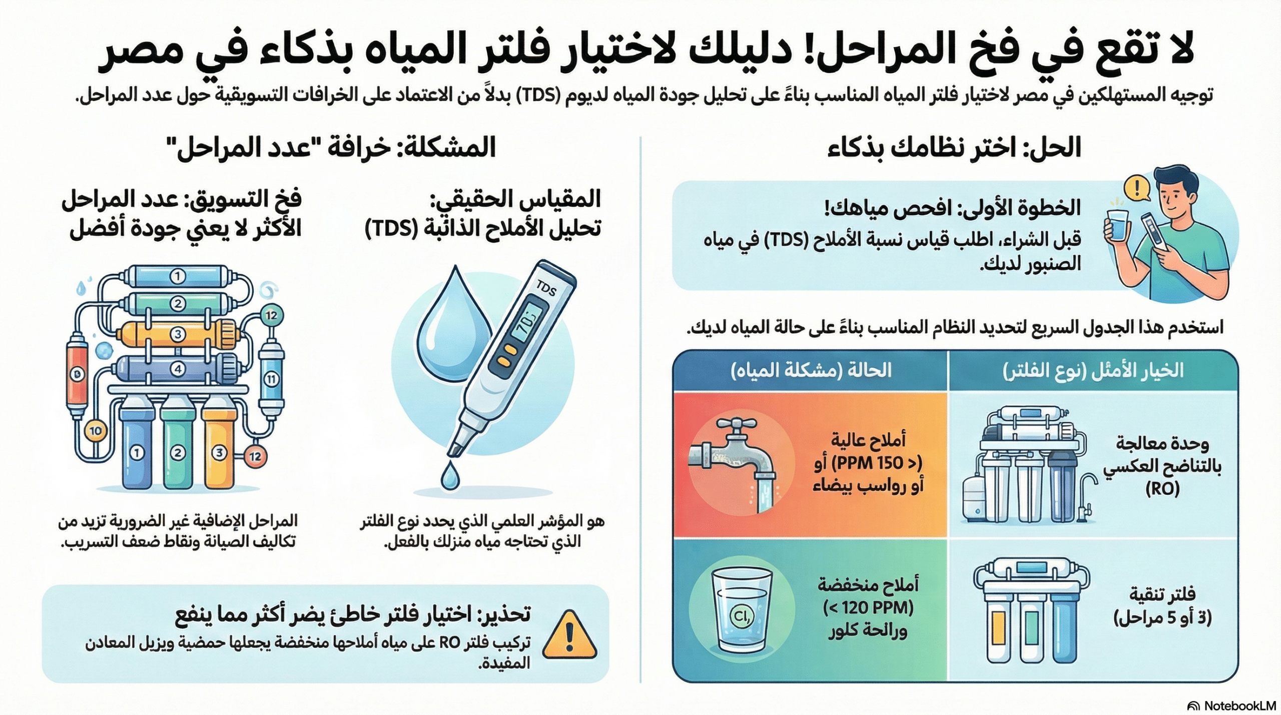 فلاتر المياه في مصر: الدليل العلمي لاختيار الفلتر المناسب