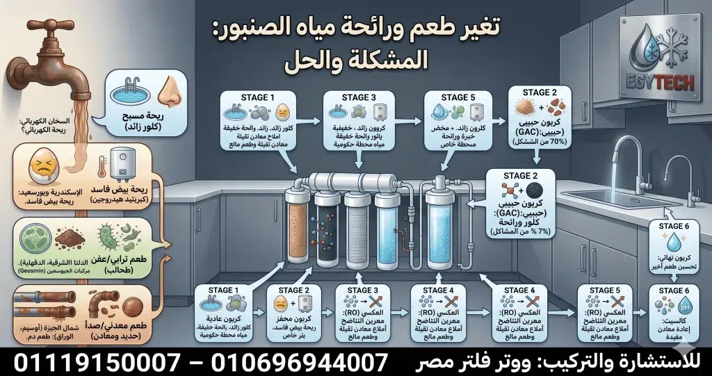 تغير طعم ورائحة مياه الصنبور وكيف يحل فلتر المياه هذه المشكلة